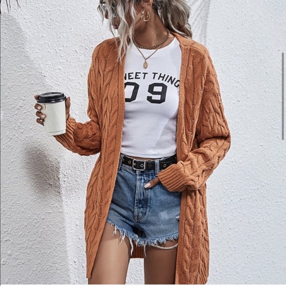 Rust Textured Cardigan - Picture 3 of 7